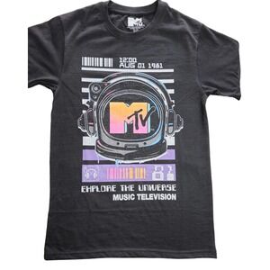 MTV Black Short Sleeve Graphic Tee-Shirt Adult Size Small ☆BNWT☆Music Television